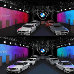 Open booth, car exhibition, 1000 square meters, bar, LED background wall, 8 BMW cars