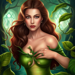 aishwarya rai as poison ivy with vines surrounding breasts green eyes la senza model face high cheekbones big thighs ultra realistic hyper realistic 8k best quality HD on knees submissive