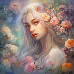 a photo on an old pc screen is shown with flowers in the background, in the style of realistic figurative painting, gongbi, expressive colorism, i can't believe how beautiful this is, eye-catching, realistic watercolor paintings, impressionist sensibilities