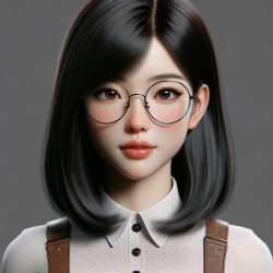 Chinese girl, black ear length short hair, straight hair, wearing glasses, round face, full body, elegant, full and tall figure, suspender, facial details, photography, intelligent temperament, realistic, cinematic, beautiful and generous, beauty mole, ultra clear rendering, photo realistic style